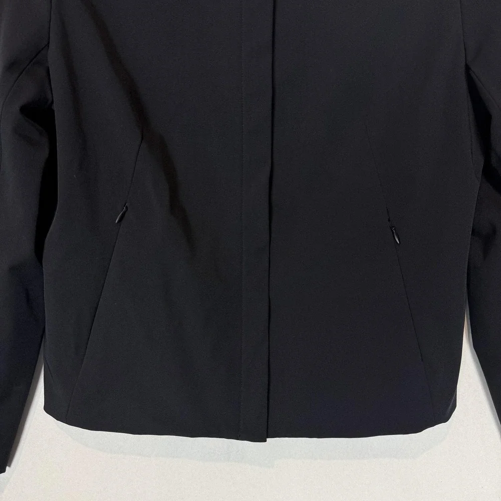 Ann Taylor Jacket Womens Medium Black Stretch Full‎ Zip Lined Pockets Classic